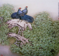 莫建成工笔花鸟画之十四——早春（1999，90cm╳90cm）